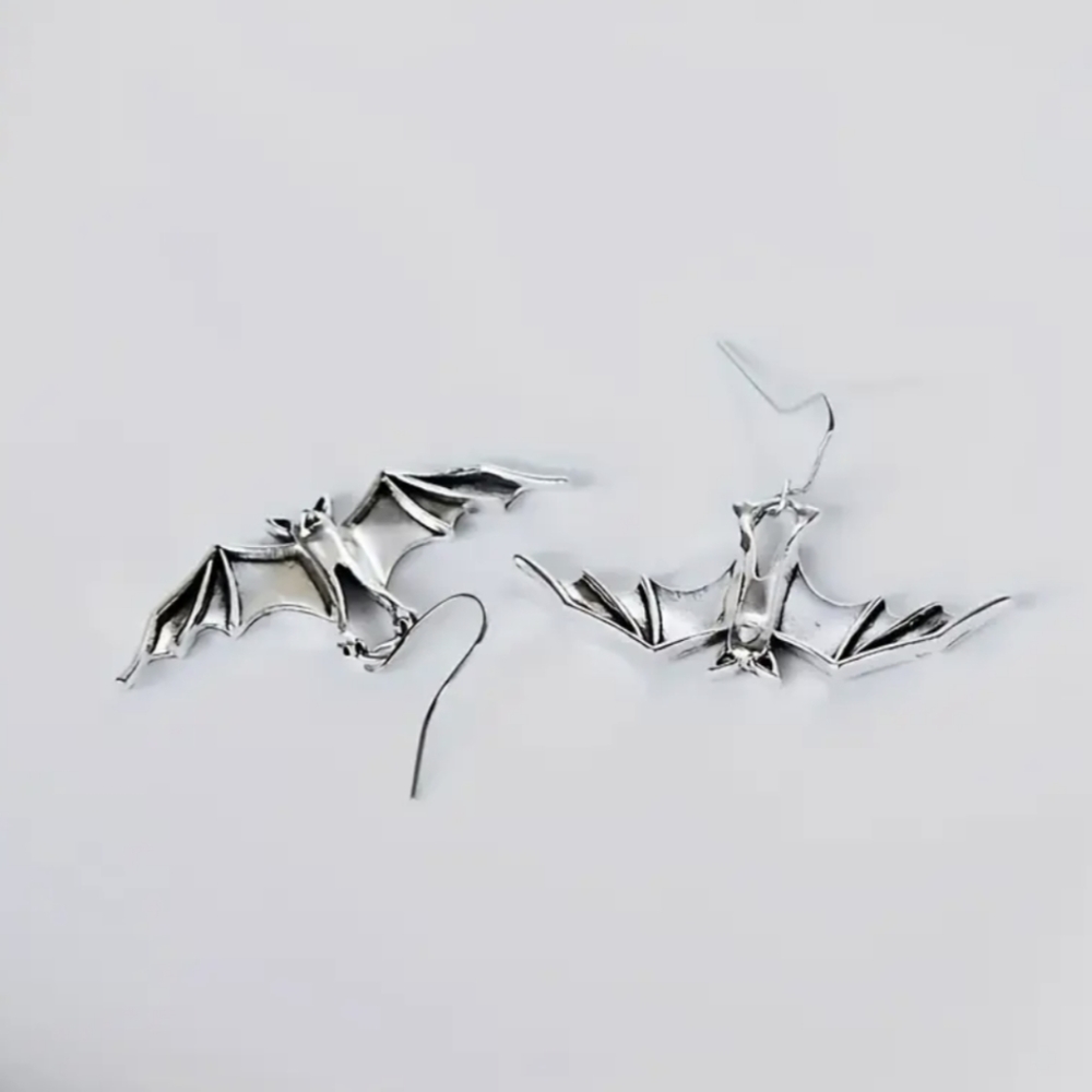 Shiny Bat Dangle Earrings For Women and Men Silvery and Golden color - Picture 2 of 4